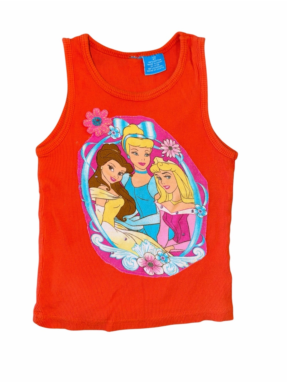 Disney Princess vintage Y2K orange tank top in size 4T - Belle Cinderella Aurora